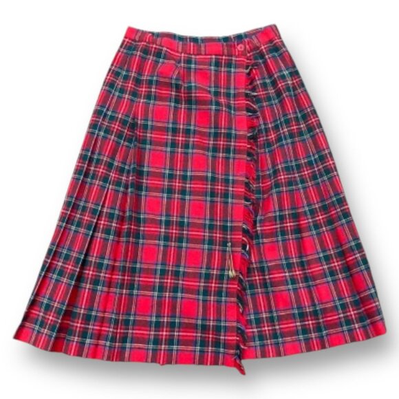 Vintage wool plaid kilt skirt union label Made in the USA size 10 - Picture 1 of 4